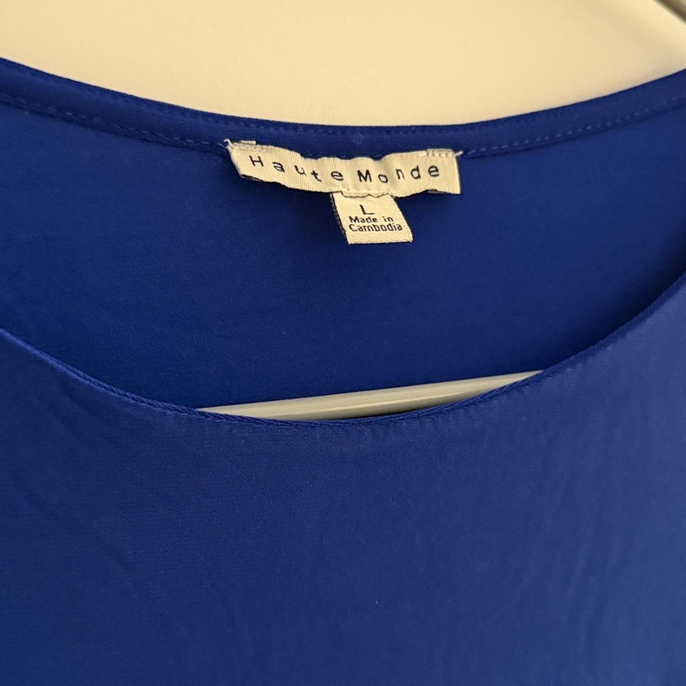 Haute Monde Blue Bodysuit Short Sleeve Top - Picture 3 of 4